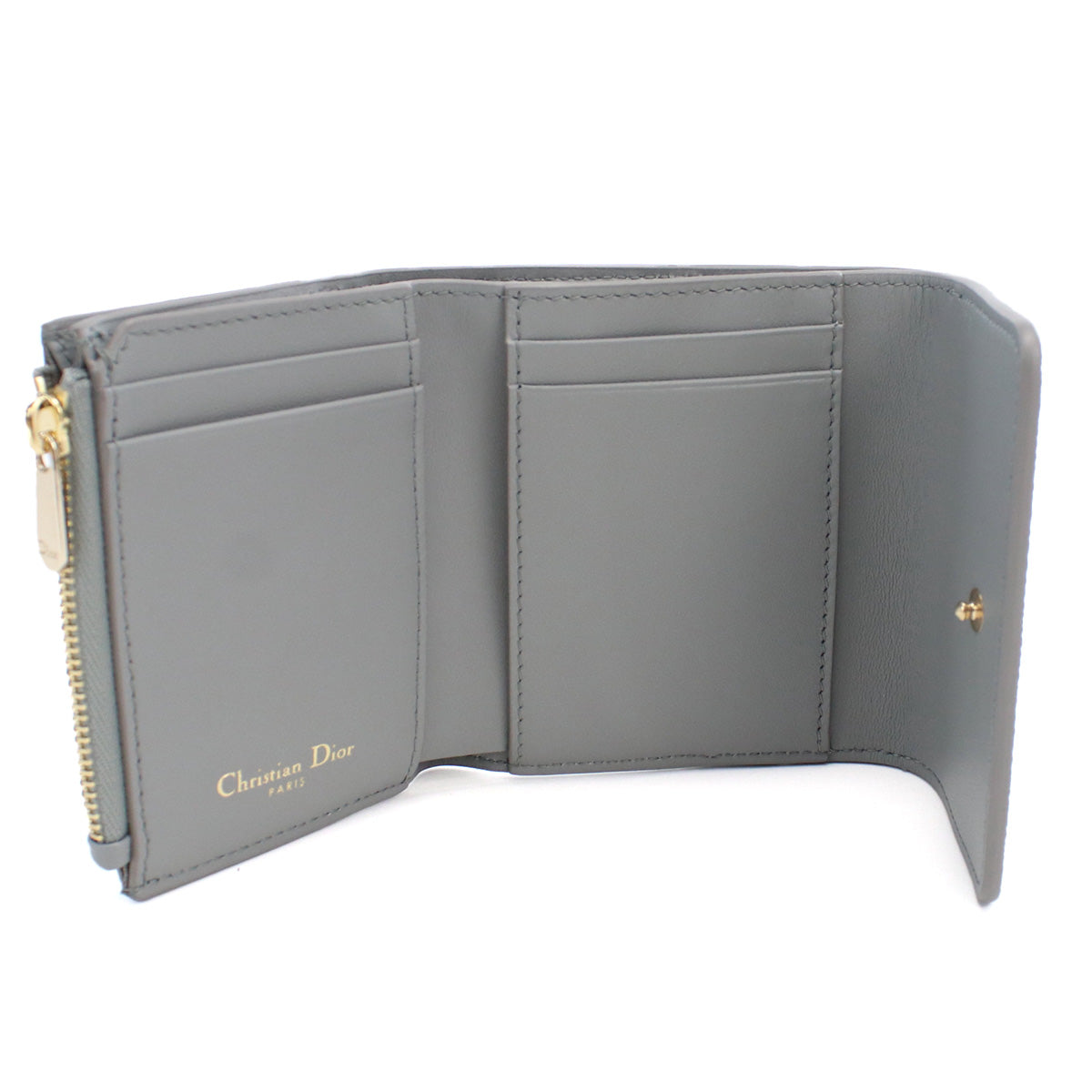 Dior ディオール S2057 三つ折り財布 グレー系 レディース