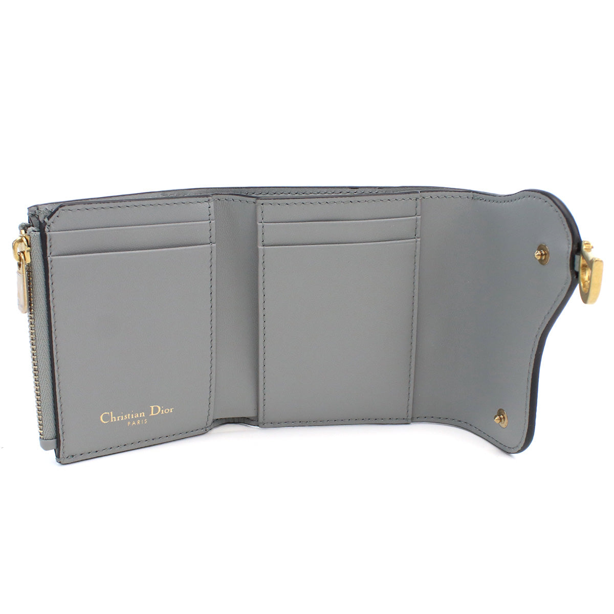 Dior ディオール S5652 三つ折り財布 グレー系 レディース